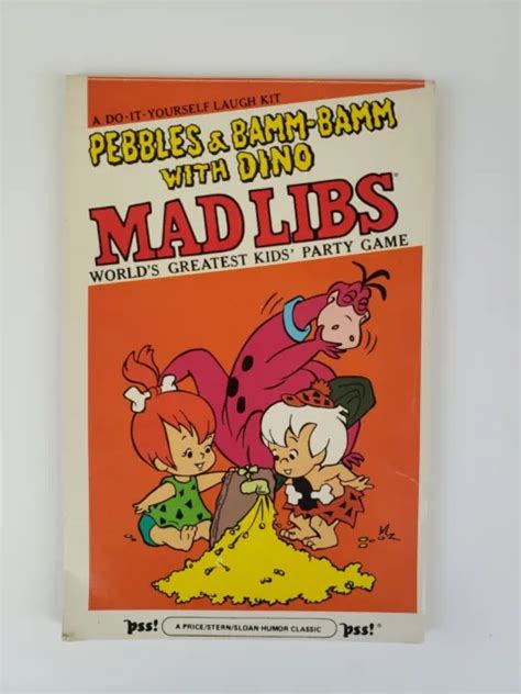 Vintage Mad Libs Pebbles And Bamm Bamm With Dino Flintstones 1981 Hanna