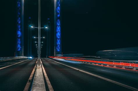 Road Long Exposure Night Marking Light Hd Wallpaper Peakpx