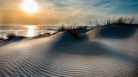 Beach And Dune Under Cloudy Sky During Sunset 4k Hd Nature Wallpapers