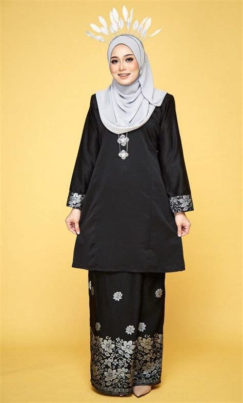 Baju kurung moden songket bintang #printed. Baju Kurung Riau Songket Lana - Hitam (Black) - As Syahid ...