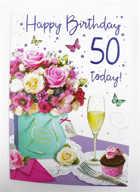 Happy 50th Birthday Greeting Card For Her Ladies Womens Friend Quality