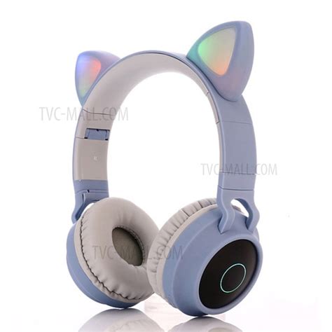 wholesale cute cat ear bluetooth 5 0 headphones foldable on ear stereo wireless headset with mic
