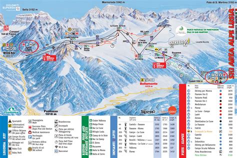 Moena Alpe Lusia Bellamonte Piste Map Plan Of Ski Slopes And Lifts