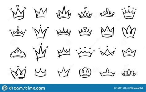 Hand Drawn Doodle Crowns King Crown Sketches Majestic Tiara King And