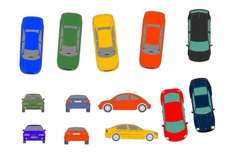 Multiple Shaded Colors Car Elevation Blocks Cad Drawing Details Dwg