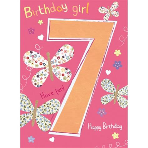 Childrens 7th Birthday Card For Seven 7 Year Old Girl Free 1st Class