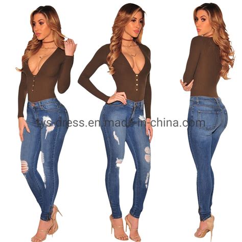 Factory Wholesale Women Jeans Skinny Ripped High Waist Womens Denim Stretch Jeans China Skinny