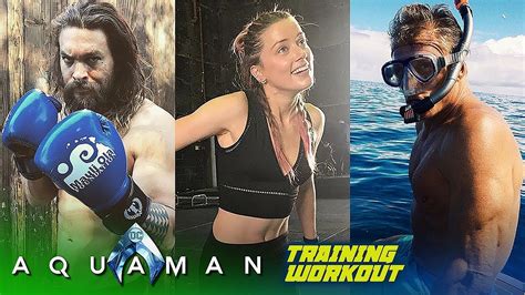 Aquaman Cast Training Workout Jason Momoa And Amber Heard Youtube