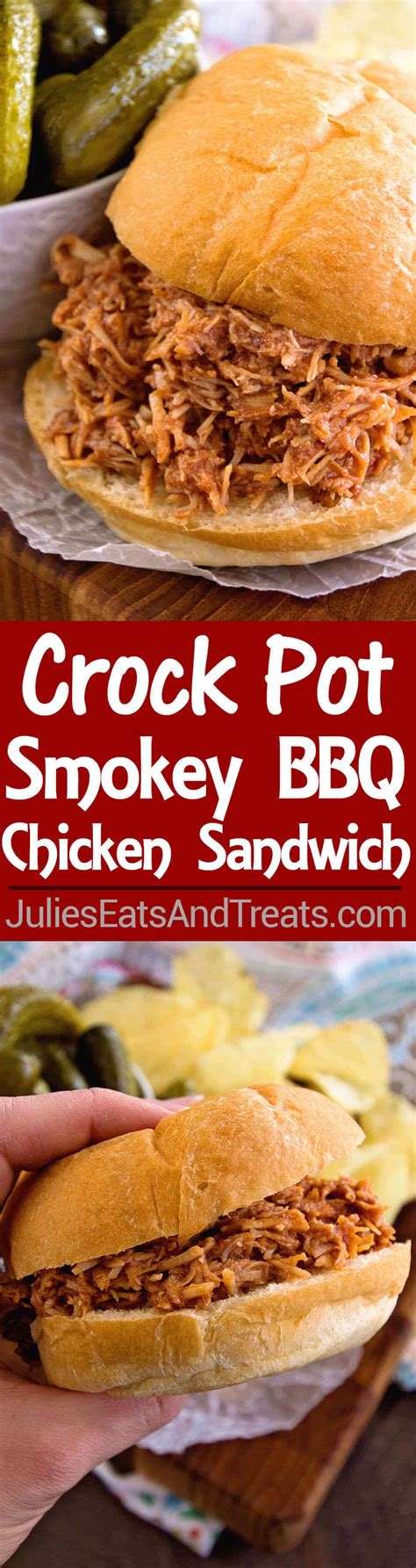 Simmer on low heat for 5 to 10 minutes. Crock Pot Smokey BBQ Shredded Chicken Sandwich Recipe ...