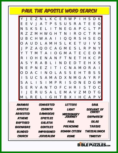 Paul The Apostle Bible Word Search Puzzle