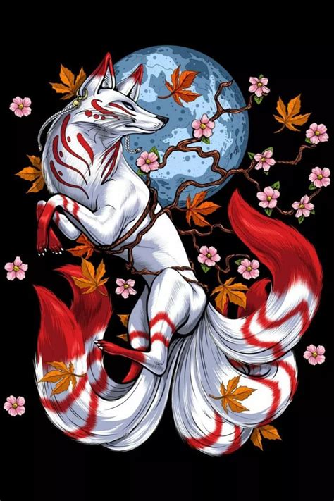 'Kitsune Japanese Fox ' Poster, picture, metal print, paint by