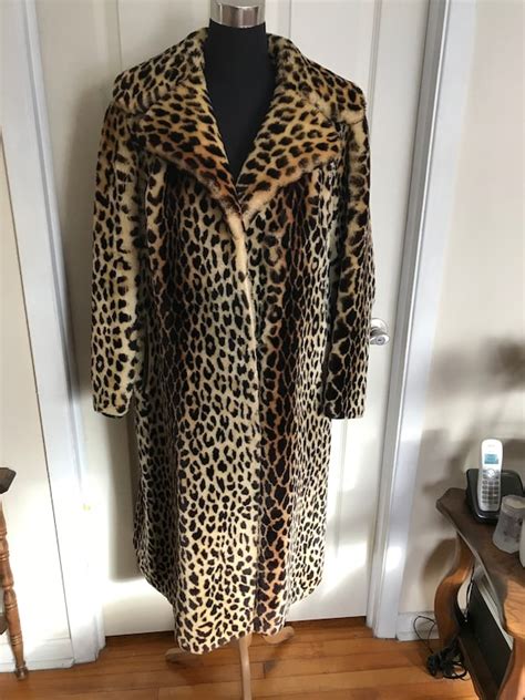 1950s Leopard Print Faux Fur Coat Vintage Cheetah Pr Gem