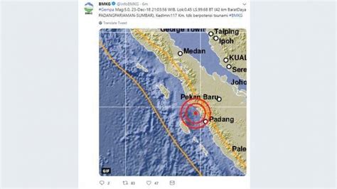 Gempa Hari Ini - BMKG Catat Gempa 5 SR Landa Padang Pariaman, Sumbar Malam Ini Pukul 21.03 WIB ...