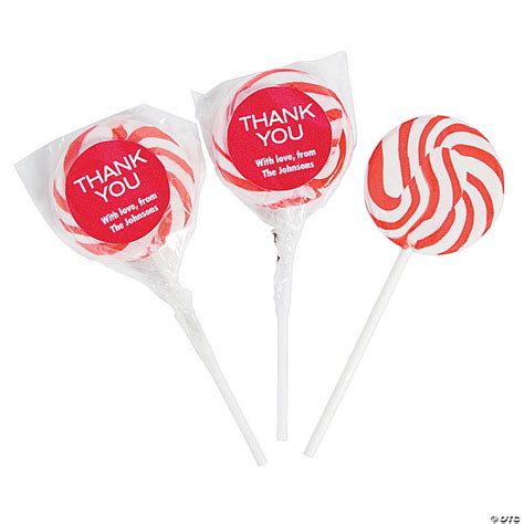 Personalized Thank You Swirl Lollipops Red Oriental Trading