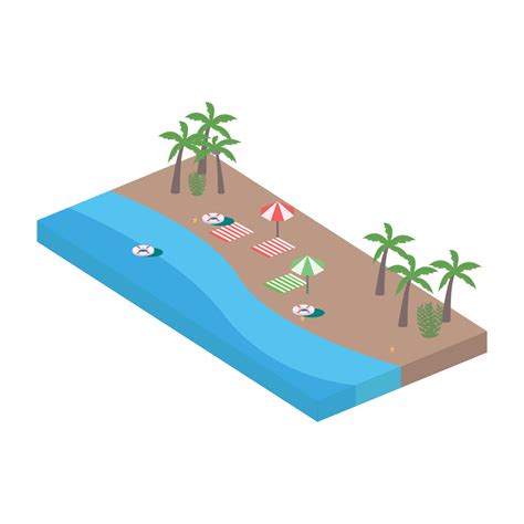isometric sandy beach vector design with the resort element sandy beach vector with isometric