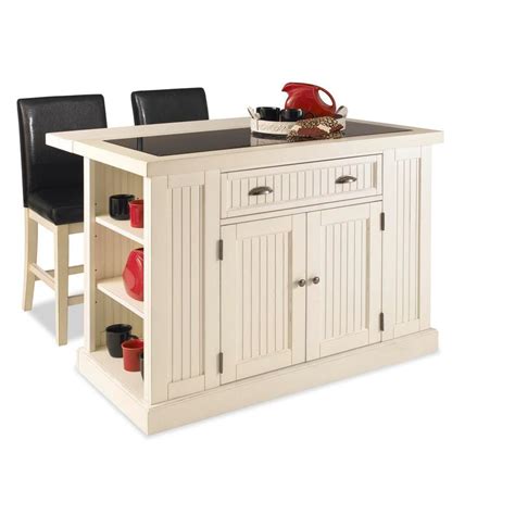 Home Styles Nantucket Kitchen Island In Distressed White With Black