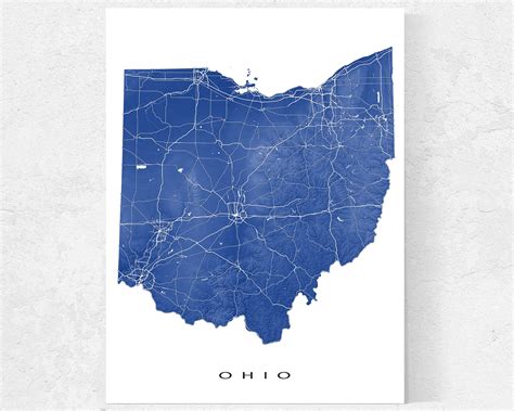 Ohio Map Art Poster And Ohio Art Prints Ohio Wall Art Print Etsy