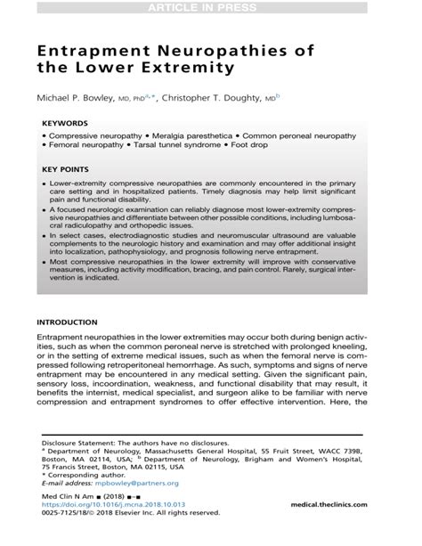 Entrapment Neuropathies Of The Lower Extremity