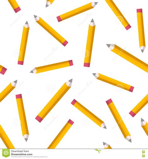 Seamless Pattern With Yellow Pencils On White Background Back To
