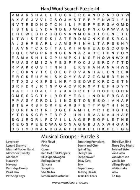 Hard Word Search Puzzles Free Printable