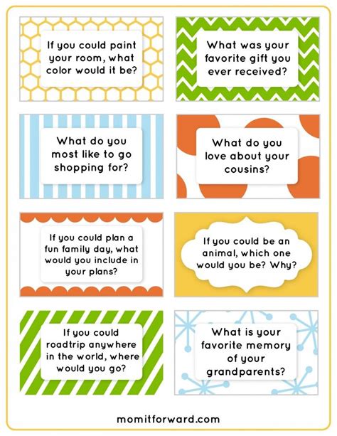 Free Printable Family Conversation Starter Cards
