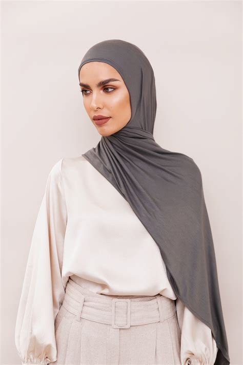 charcoal gray instant hijab voile chic pre sewn instant jersey hijab voile chic usa