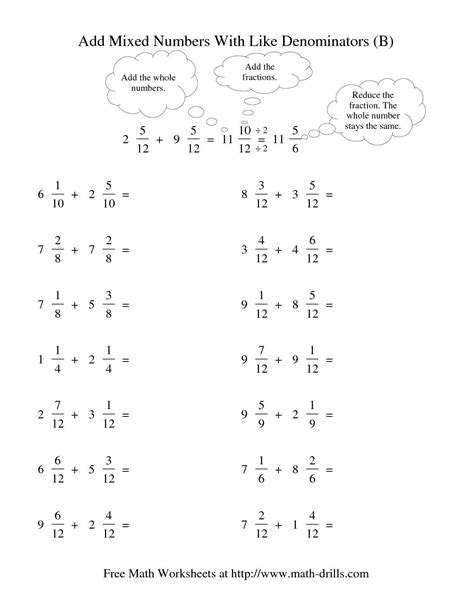 Adding Mixed Number Fractions Worksheet Ks2 William Hoppers Addition