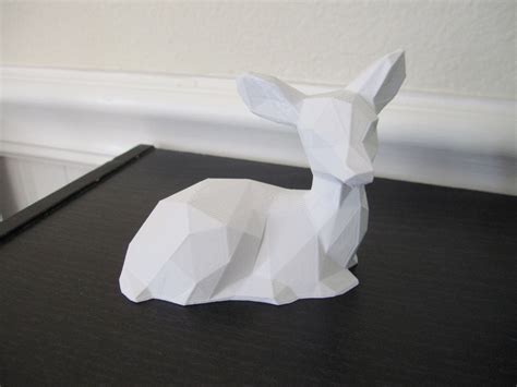 3d Printed Geometric Low Poly Fawn Deer Small Figurine Sculpture 3d
