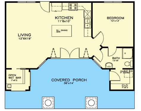 1 Bedroom Tiny Home Plan With Large Covered Porch 530026ukd