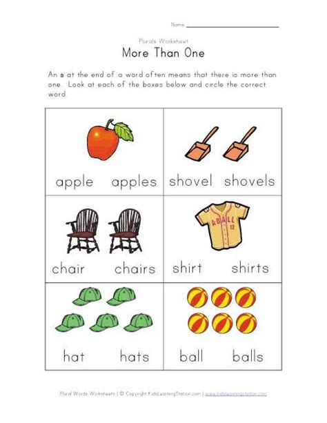 Teaching More Than One Plurals Worksheets Plurals Kindergarten