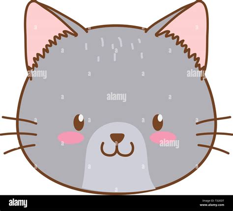 Lindo Animalito Cara De Gato Cartoon Ilustración Vectorial Diseño