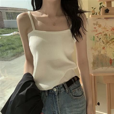 Summer Sexy Camisoles Women Crop Top Slim Fit Spaghetti Straps Fashion Camisole Wirefree