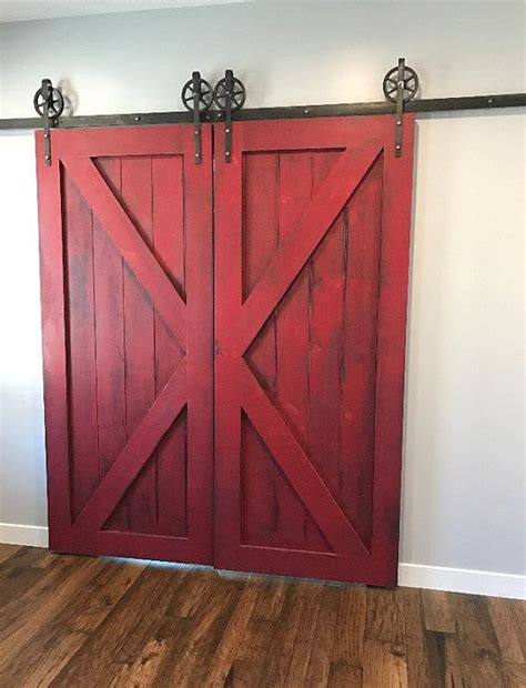Rustic Colonial Red Double Barn Doors By Woodmetalandbeyond Red Barn