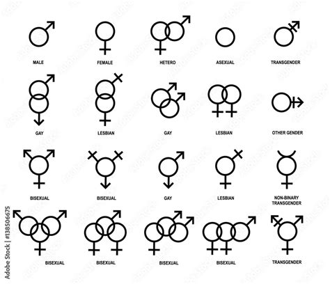 Vector Outlines Icons Of Gender Symbols Stock Adobe Stock