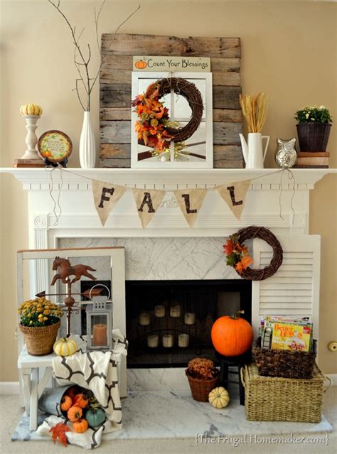 Fall Mantel Decorated With Reclaimed Pallet Wood