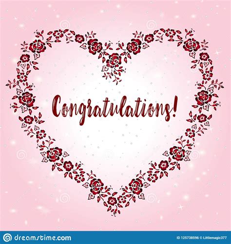 A Beautiful Greeting Card With A Congratulation In A Floral Frame In