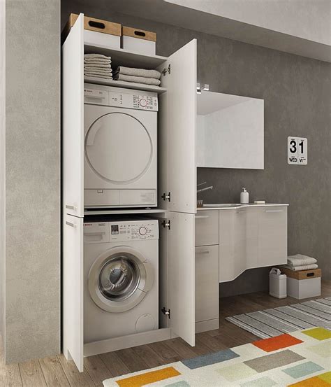 mobile lavanderia porta lavatrice e cesti bucato misura l 206 p 62 35 cm finitura rovere