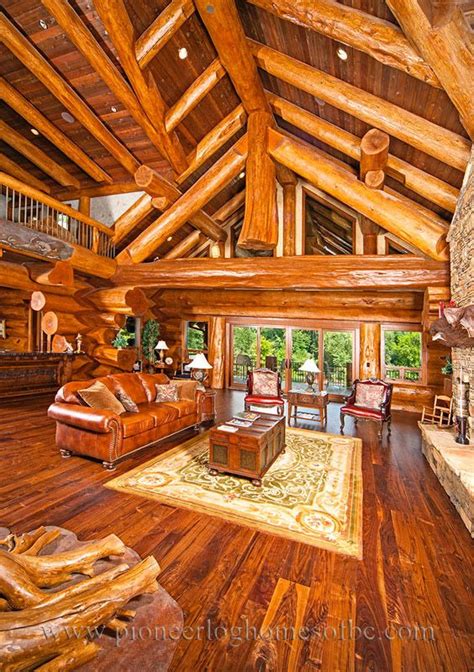 Log Cabin Style Living Room And Loft Designs Bc Canada Log Homes