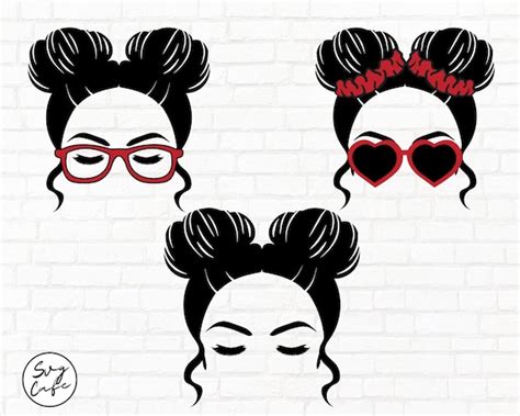 3 Bundle Messy Double Buns Svg Png  Pdf Cutting File Easy Etsy Canada