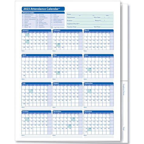 Complyright 2023 Attendance Calendar Folder 25pack