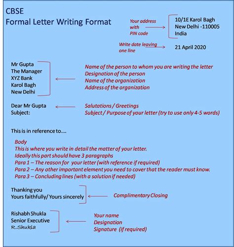 Crayonsler Formal Letter And Informal Letter Format And Examples Cbse