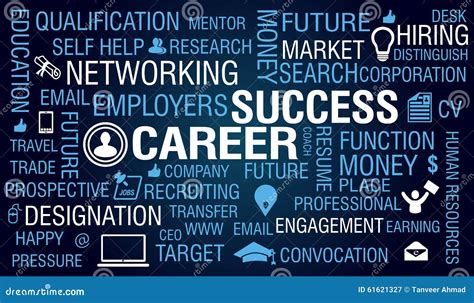 Career And Job Success Concept On Blue Background Stock Illustration