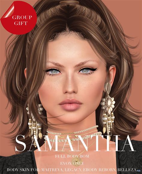 Samantha Full Body Bom Skin For Lelutka Evox August 2022 Group T By