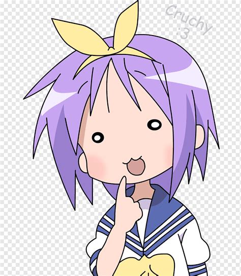 Chibi Lucky Star Fan Art Anime Divertido Púrpura Niño Cara Png