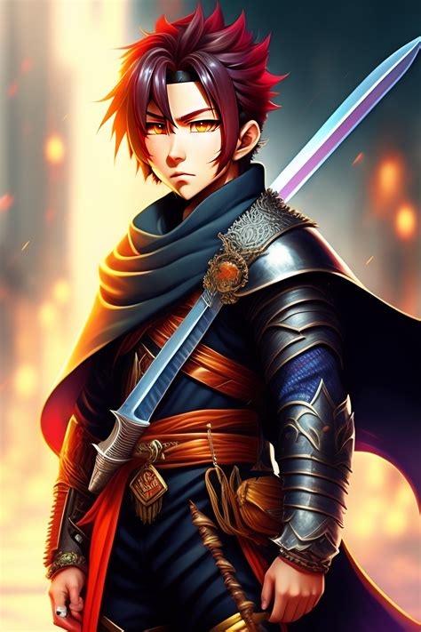 Lexica Pocket Cute Warrior Boy With Sword Cyberpunk Kwaii Anime Manga