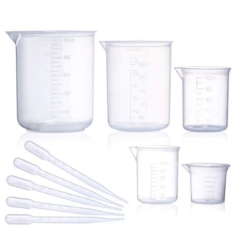 Buy Plastic Beaker Set 5 Sizes Low Form Measuring Graduated Griffin