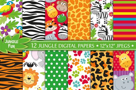 Jungle Digital Papers Jungle Animal Papers Jungle Patterns Safari By