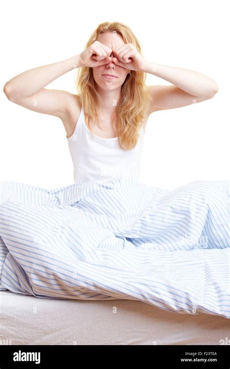 Woman Rubbing Her Eyes After Waking Up Stock Photo Alamy