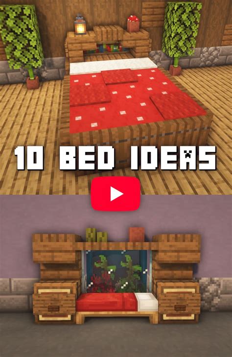 Youtube 10 Minecraft Bed Ideas In 2021 Minecraft Bed Ideas