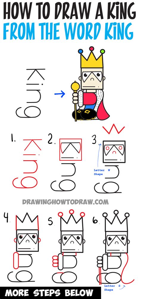 How To Draw Cartoon King From The Word Easy Step By Step Word Toon